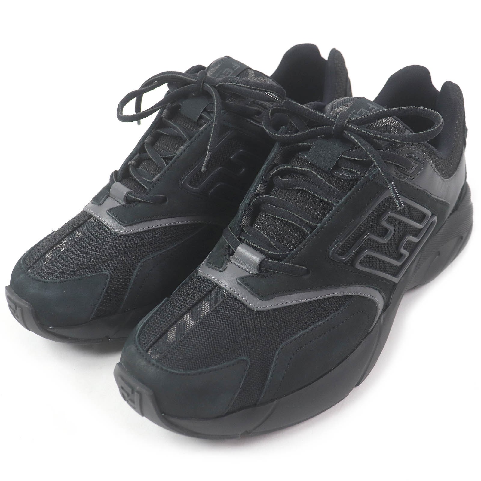 Fendi FASTER TRAINERS FF logo Zucca mesh leather sneakers – DUTY FREE
