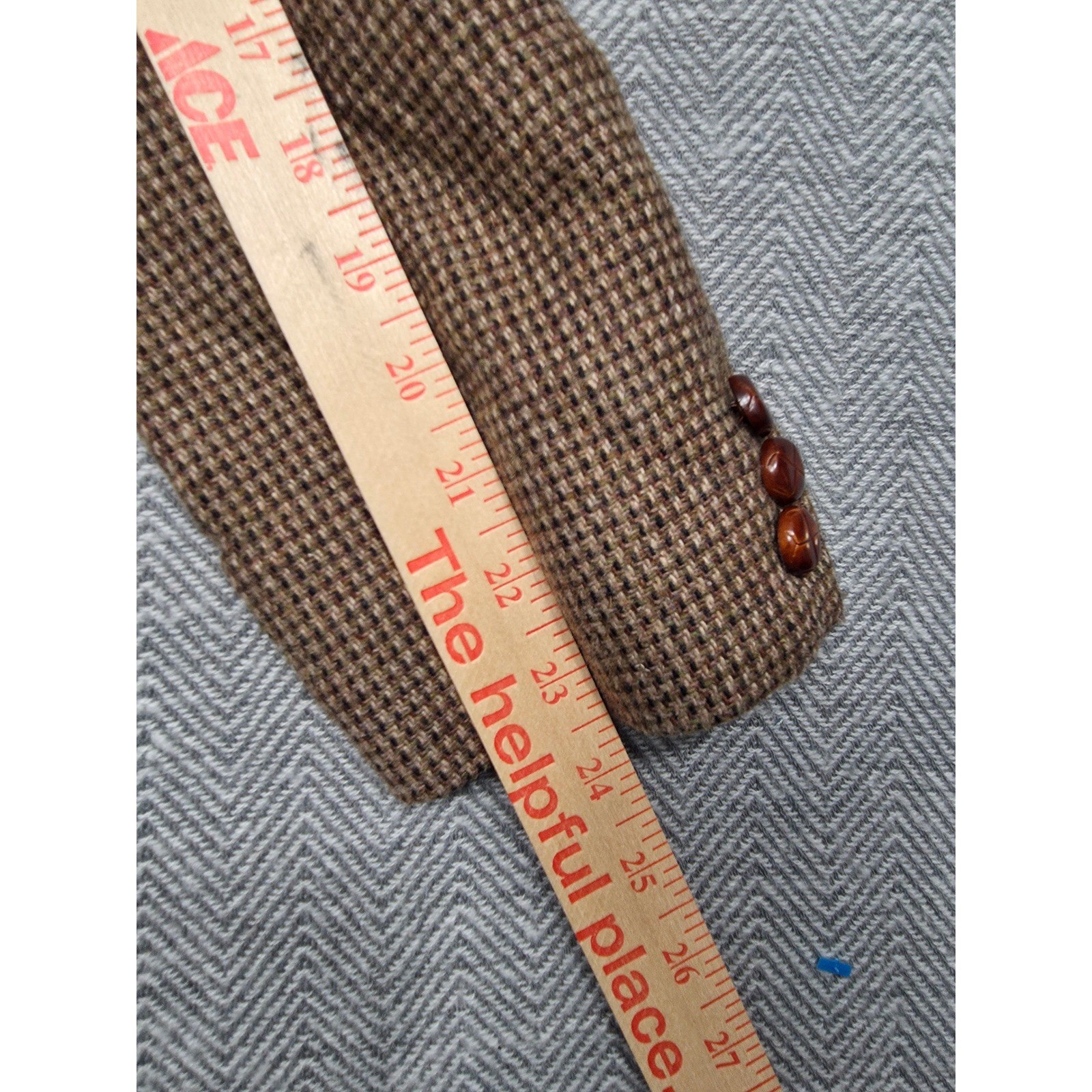 Sears Roebuck and Co Vintage Brown Houndstooth Blazer Sport Coat Romania 44R