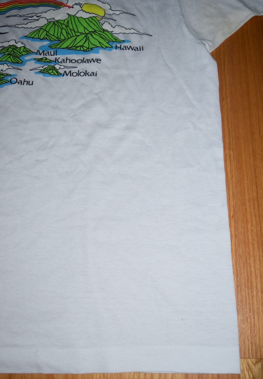 VTG Hawaii Rainbow T Shirt Hawaiian Islands White Maui Kauai Single Stitch USA L