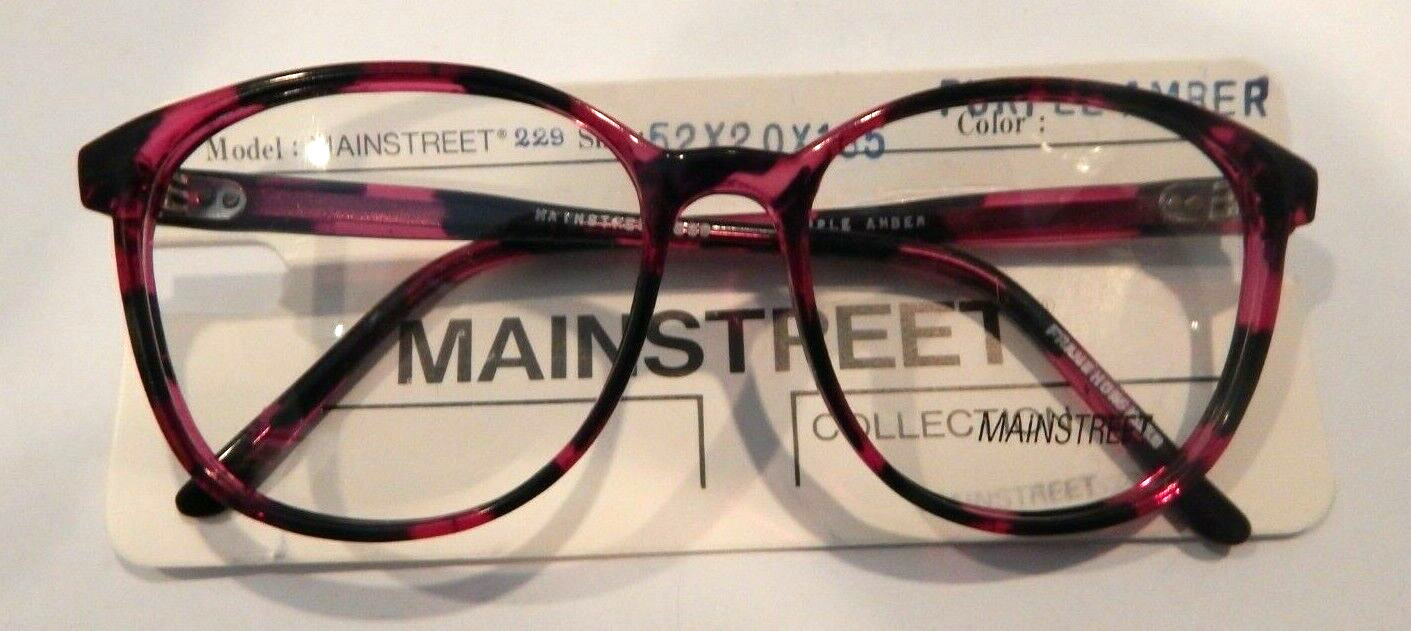 Vintage MAINSTREET 229 Purple Amber 52/20 Eyeglass Frame New/Old Stock #293