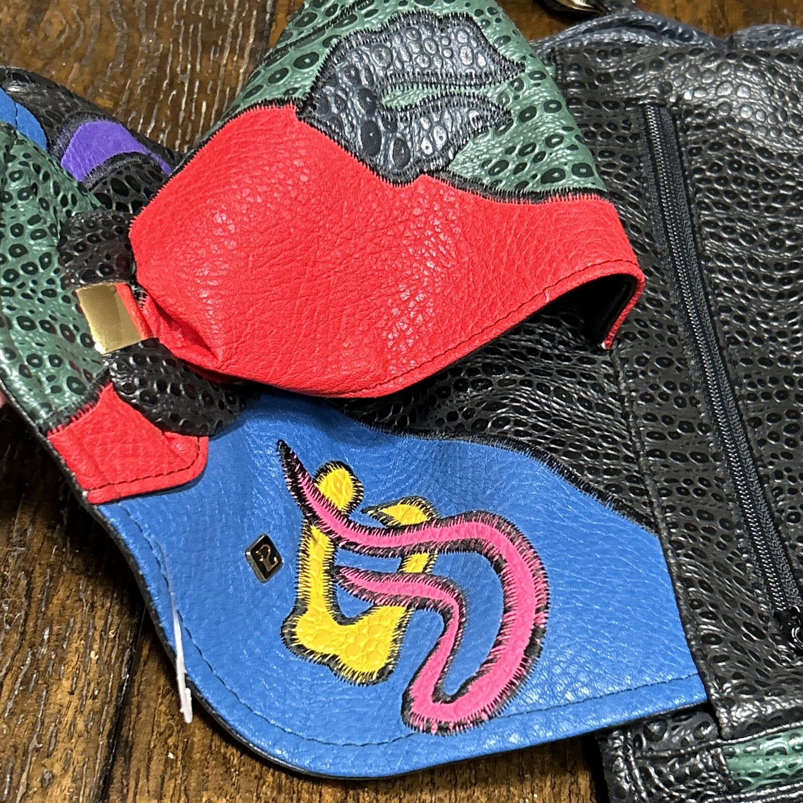 Vintage 80s Nas Bag Multicolor Patchwork Handbag Purse Korea Colorful Bright Art