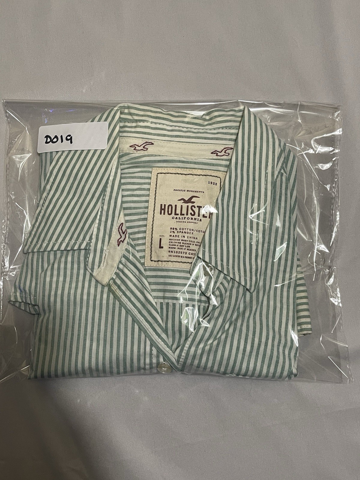 Hollister Striped Button Up Shirt Green White Y2K Preppy Womens Large