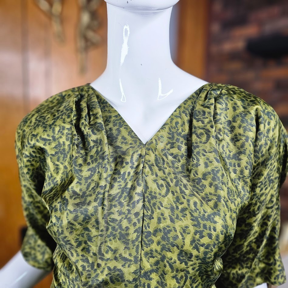 Vtg 50s R&K Originals Sheath Wiggle Pencil Cocktail Party Belted Silk Dress M