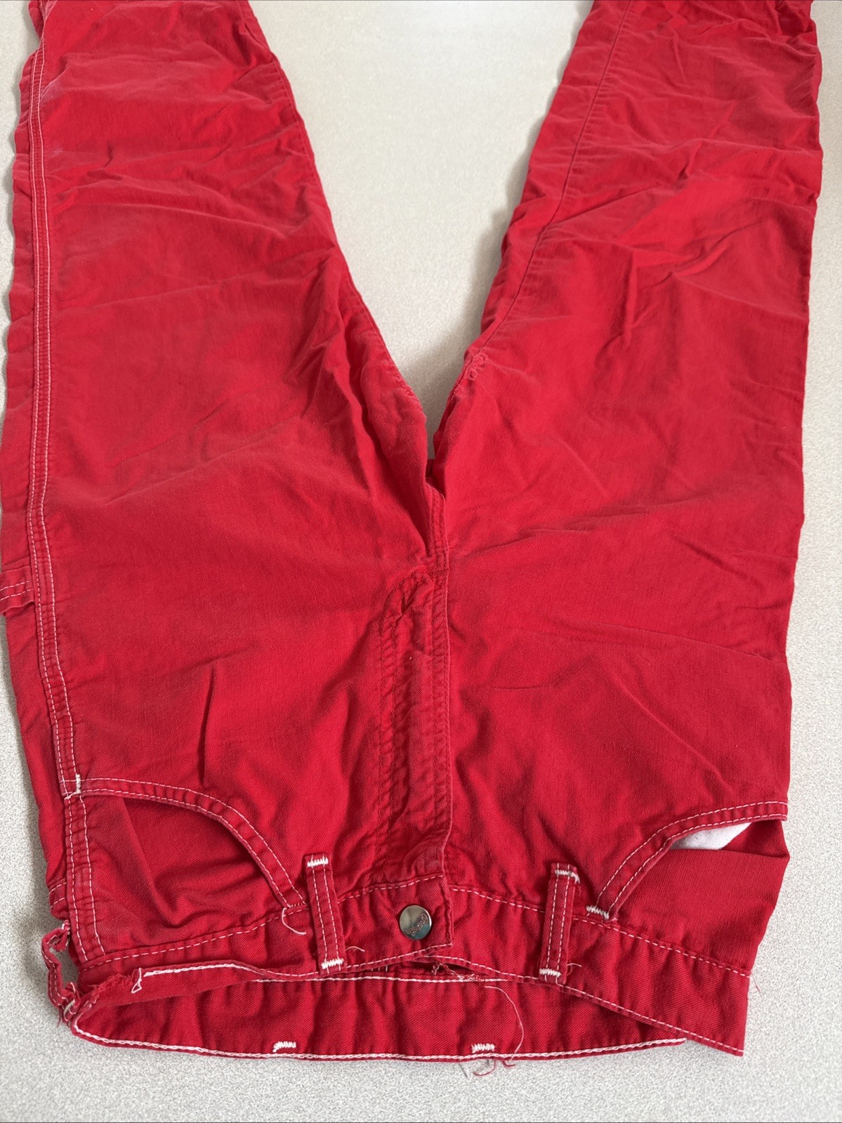 VTG 80’S WRANGLER RED CARGO PANTS BAGGY JUNIOR SZ 9 BORN IN USA MADE (37)