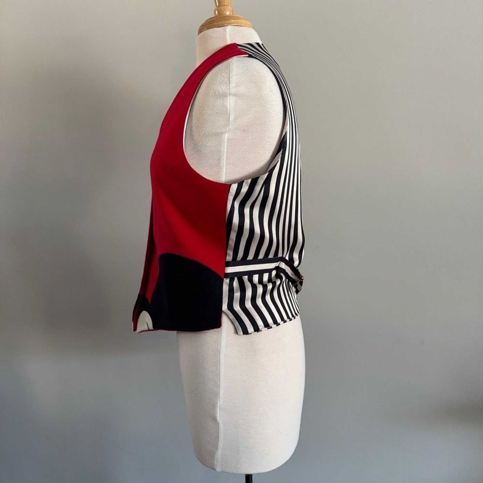Vintage 1980s Cheap and Chic by MOSCHINO Mickey Mouse Black Red Wool Vest | 10