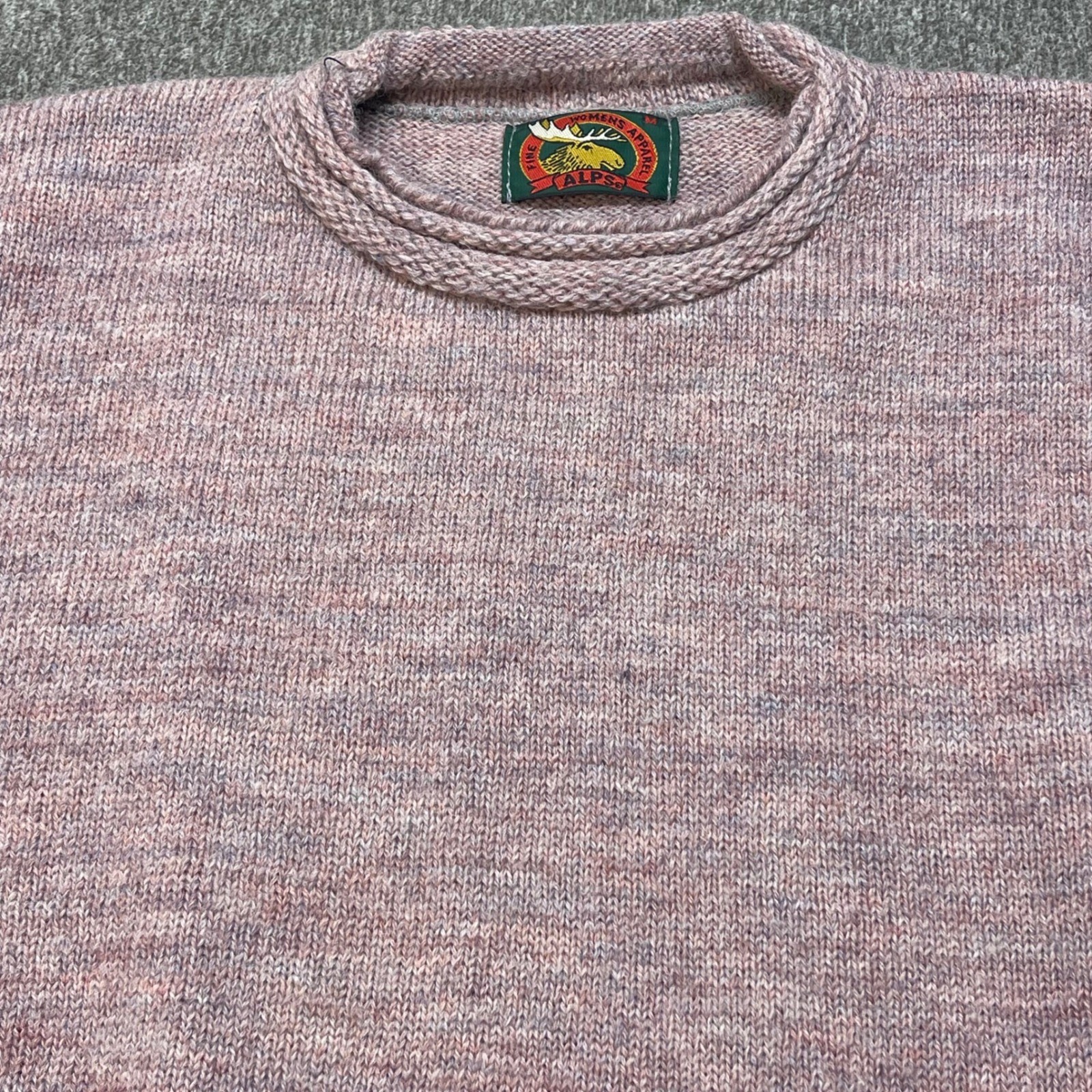 Alps Womens Vintage 100% Wool Sweater Heather Crew Neck Made in USA M