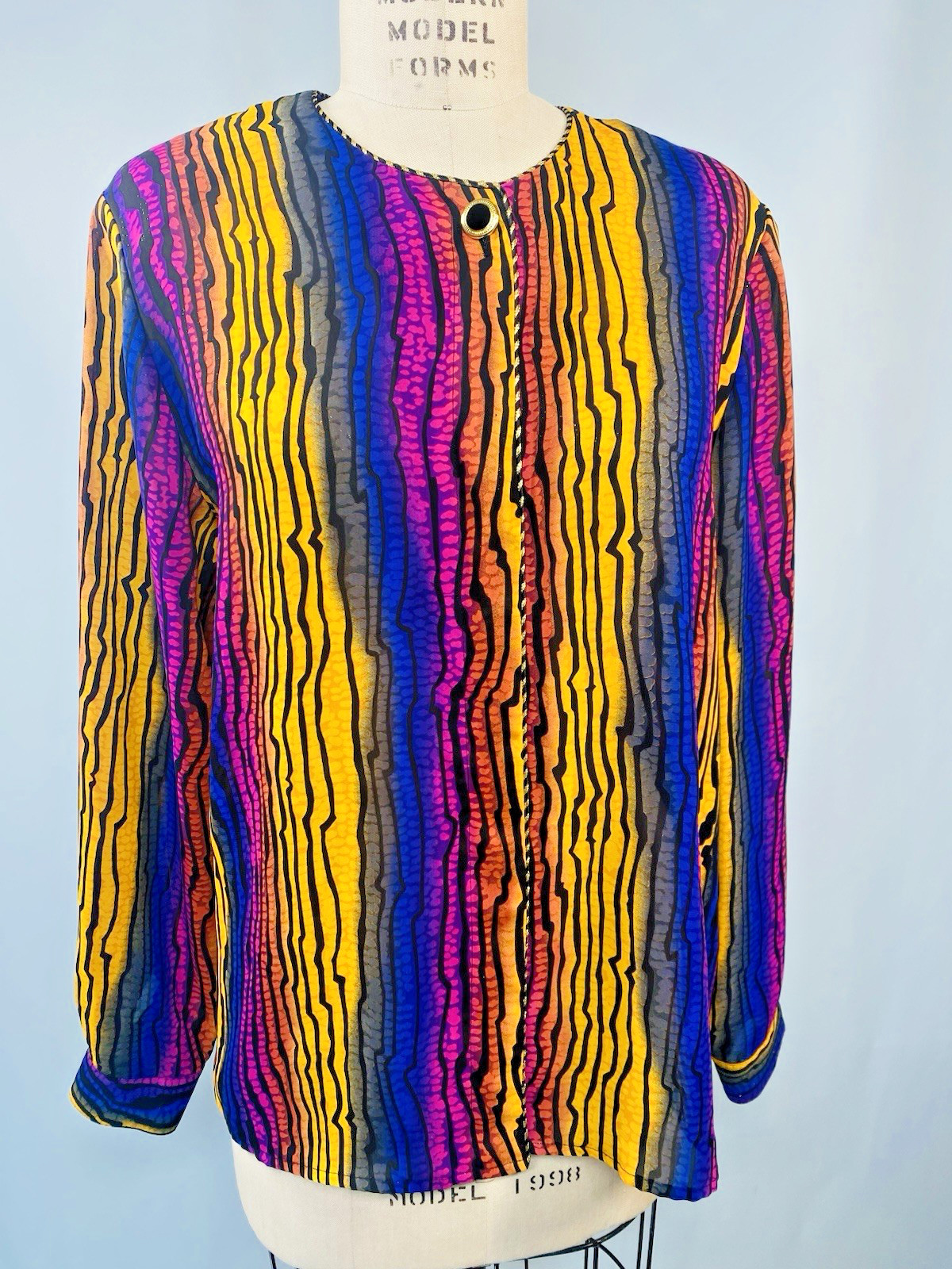 Vintage Blouse SIZE 12 LARGE rainbow bright CHRISTIE & JILL 80s 90s