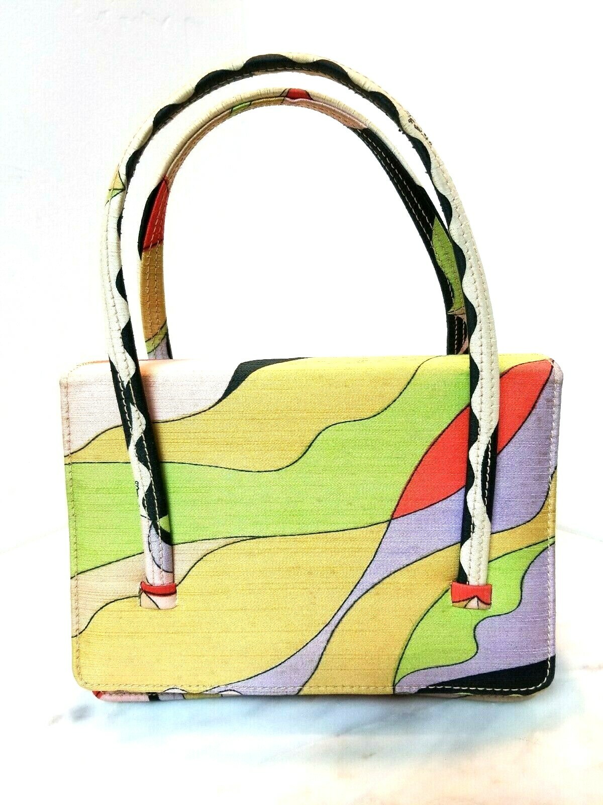 Emilio Puccio by Jana Handbag Italian 1960’s Accordion Purse Multicolor Silk Bag