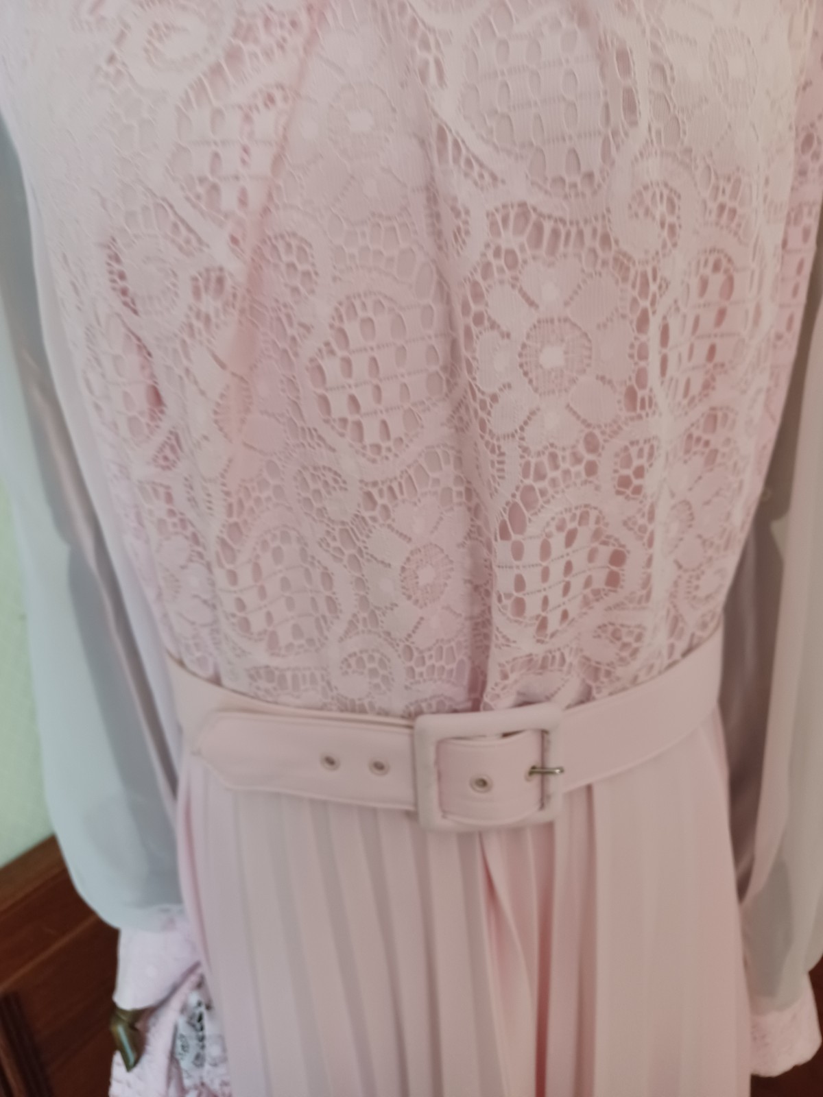 Vintage 1970s 3 Piece Pink Romantic Prairie Accordion Pleat Maxi-Dress, Sz 22.5