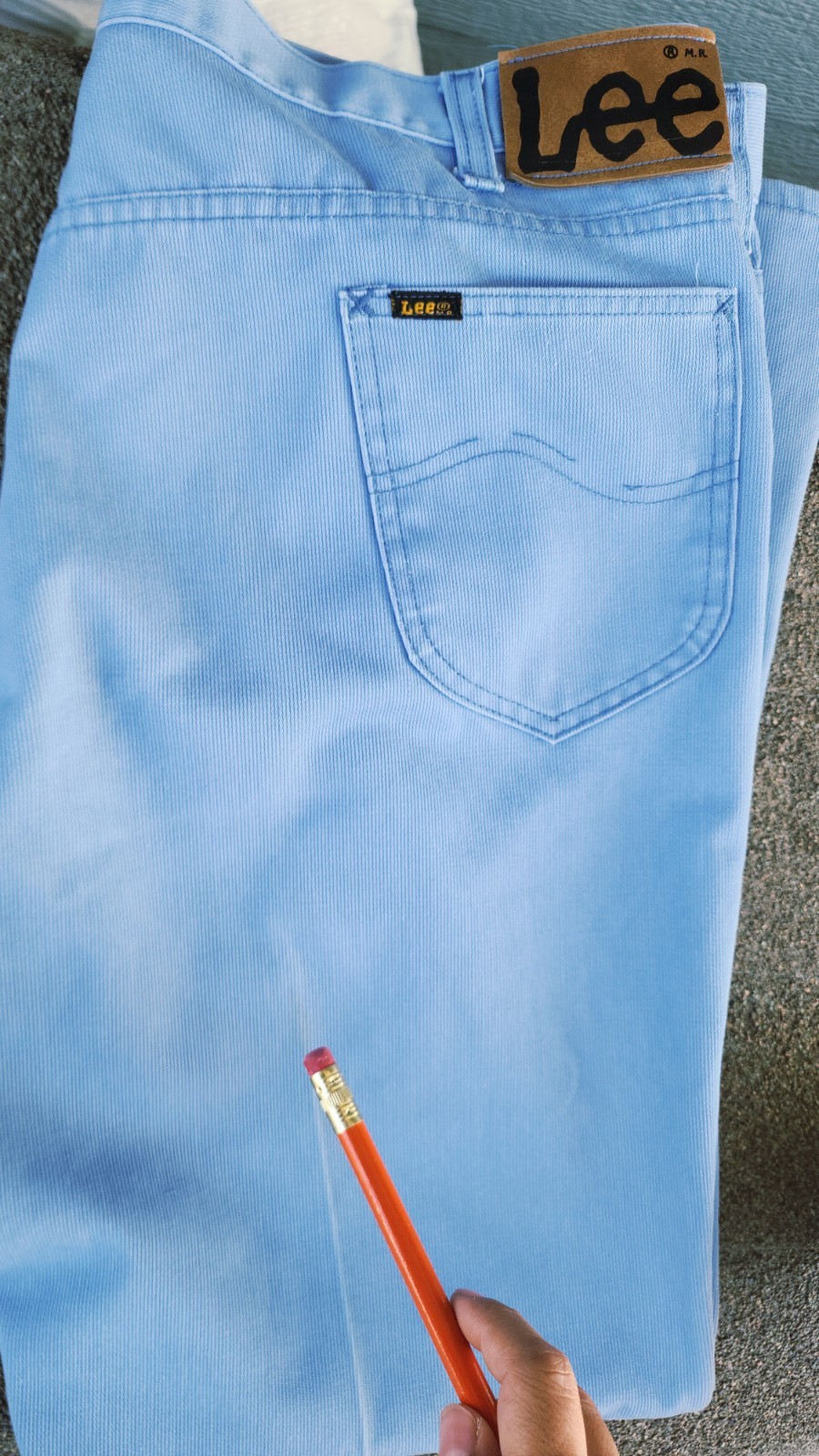 Vintage 1970s Baby Powder Blue Lee Pants Talon Zipper 38×32 Disco Made In USA