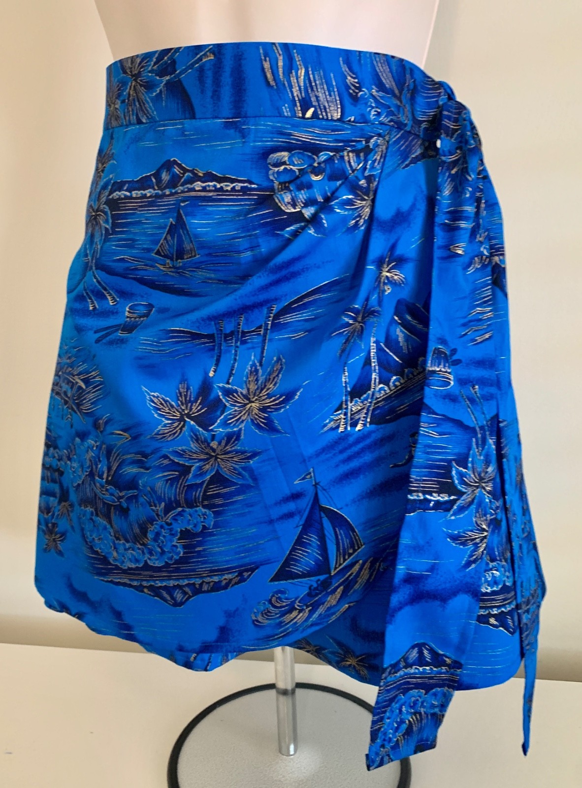 1940s Rockabilly Pinup Swimsuit Shorts, Bikini Top & Wrap Skirt — Hawaiian Print