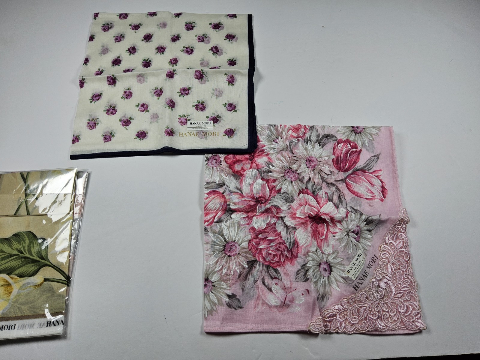 Hanae Mori Lot Of 4 Handkerchief Neckerchief Bandana Scarf