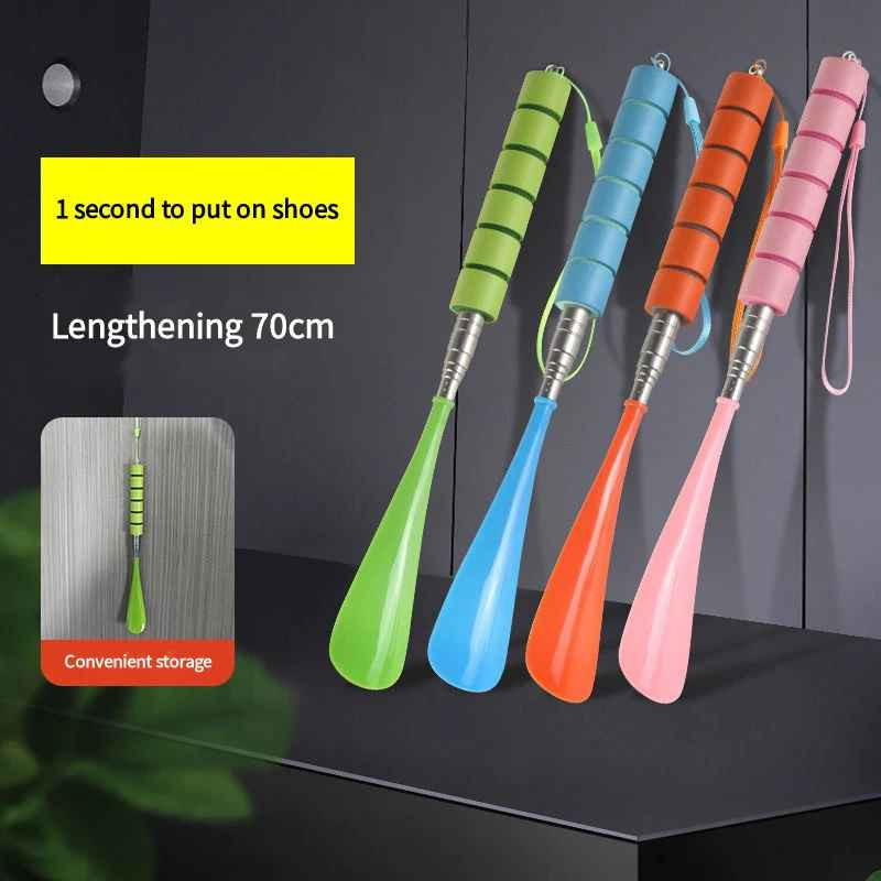 Extendable Metal Shoe Horn 30–71cm Long Handle Shoehorn for Elderly Pregnant