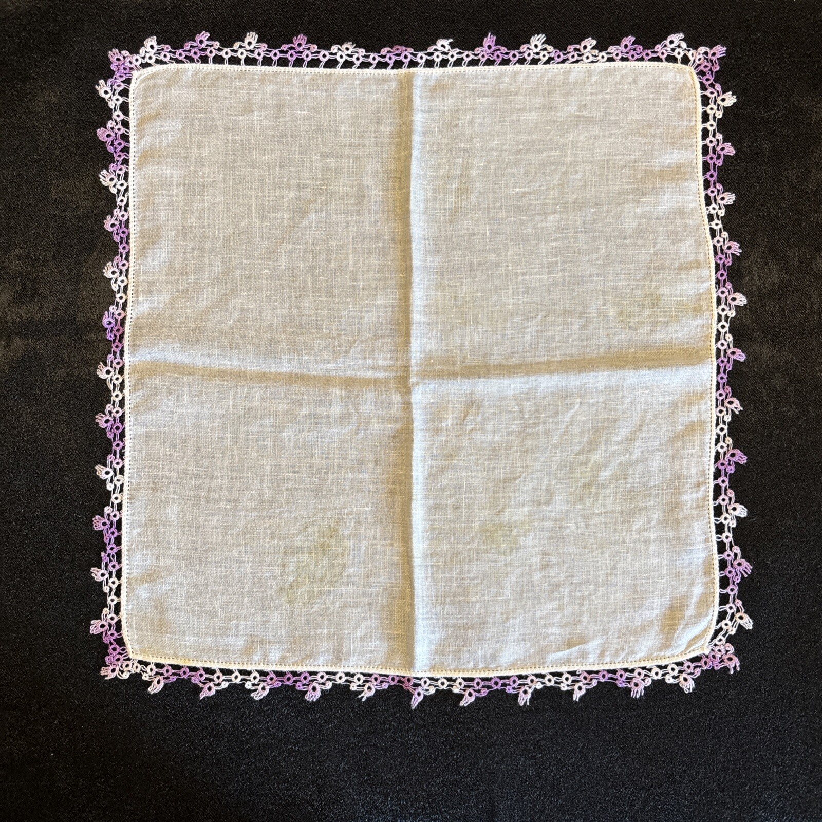Set of 9 Cotton Linen Handkerchiefs Crochet Embroidered for Crafts flaws Damage