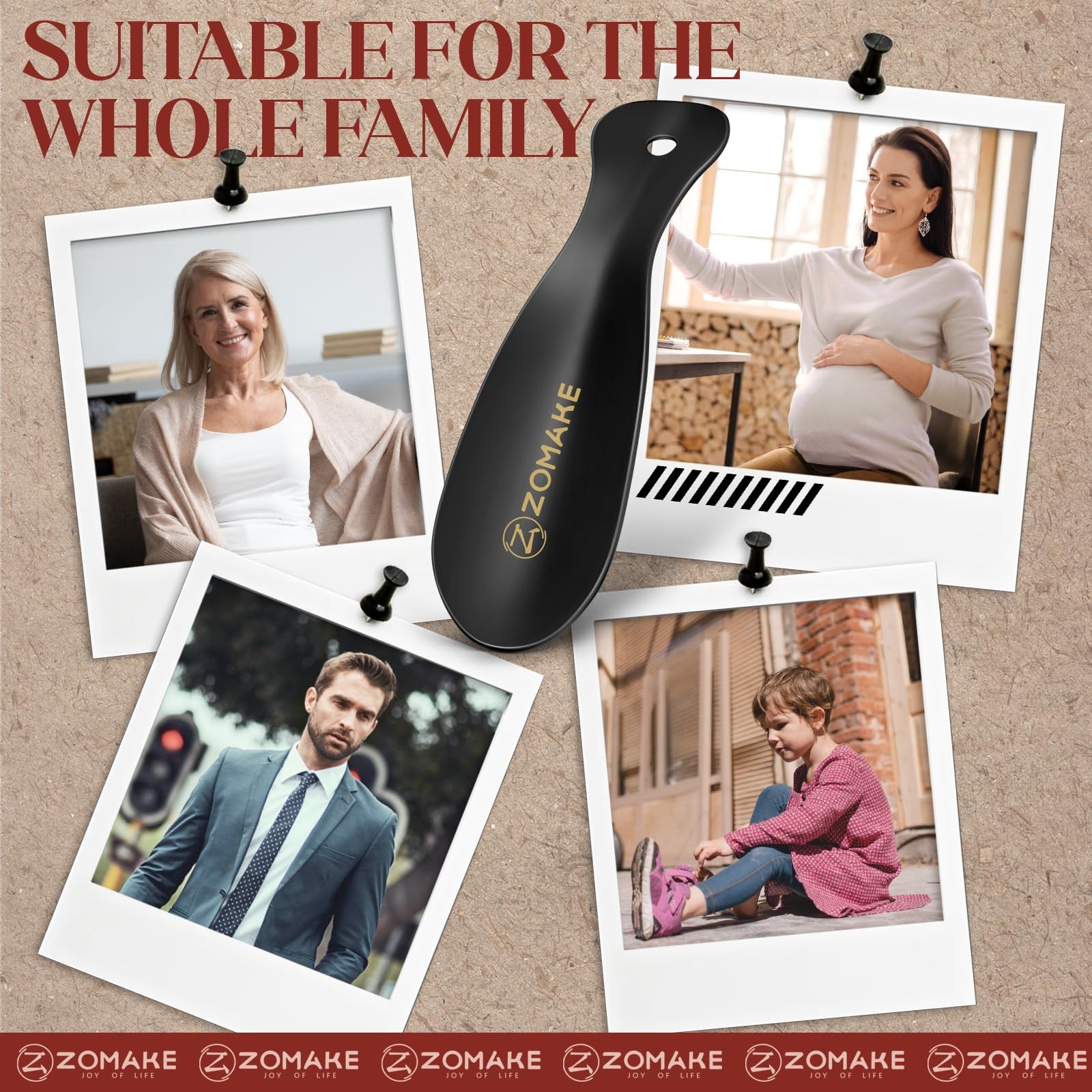 ZOMAKE Metal Shoe Horn, Small Travel Shoehorn for Men Women Kids, 5.9”/7.3”/7.