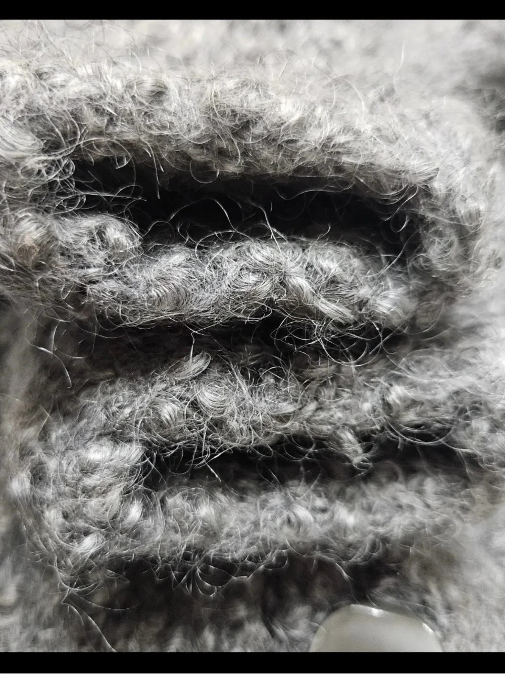 Handmade Gray Wool Blend Boucle Chunky Knit Cardigan Small