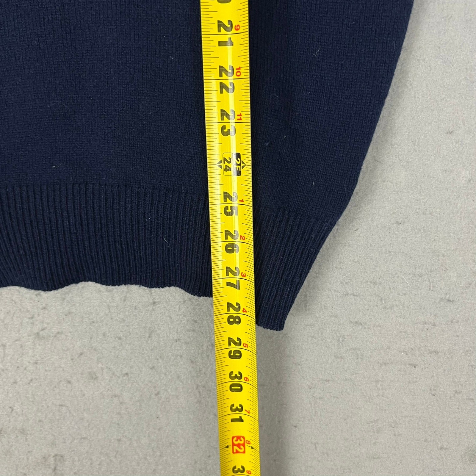 Vintage Nordstrom 100% Lambswool V-Neck Sweater Navy Blue Mens Large 90s