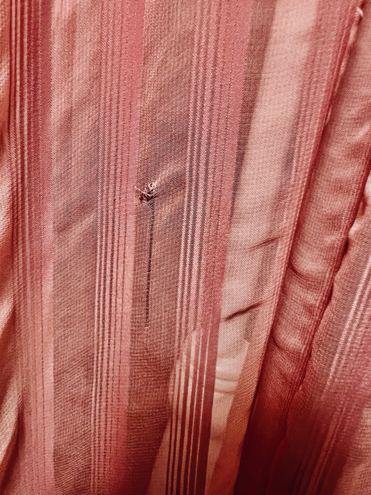Vintage 1930s Mauve Pink Sheer Striped Dress Overlay Flutter Sleeves Size M/L