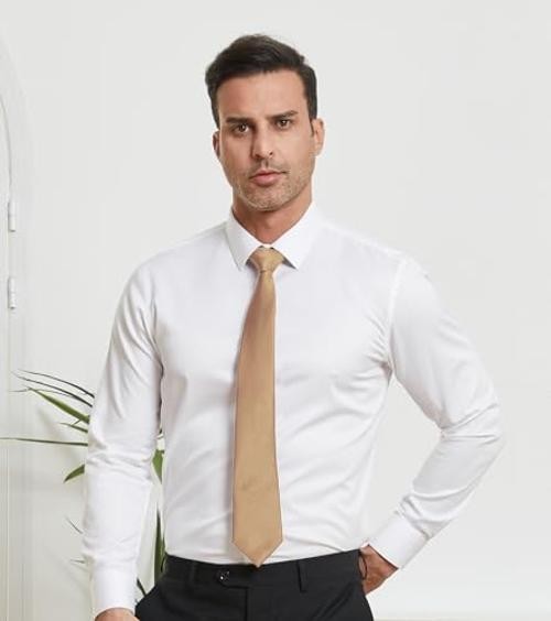 Men’s Ties Solid Color Formal Neckties 3.15″ (8CM) Black Ties 025-champagne