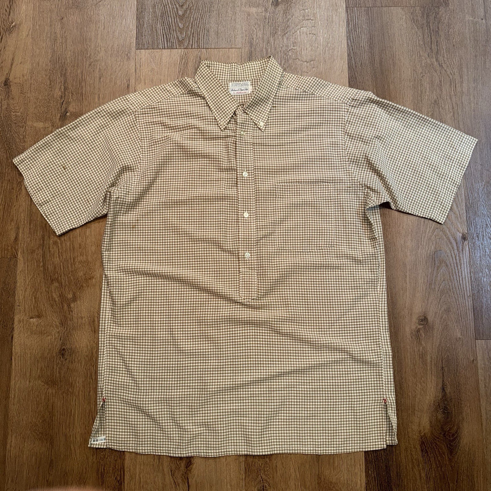 Vtg 50s 60s Hathaway Shirt Mens Hathaweave Stretch Tunic Pullover MCM Mod Large