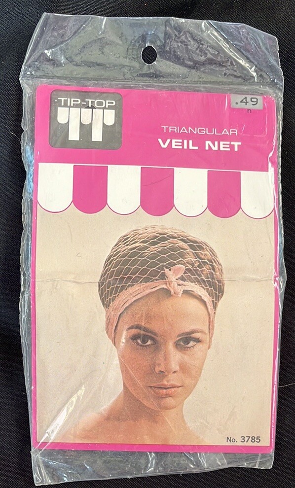 Vintage Tip-Top TT~Triangular Veil Hair Net~NIP~Blue~MCM Hair Accessory~Prop/Use