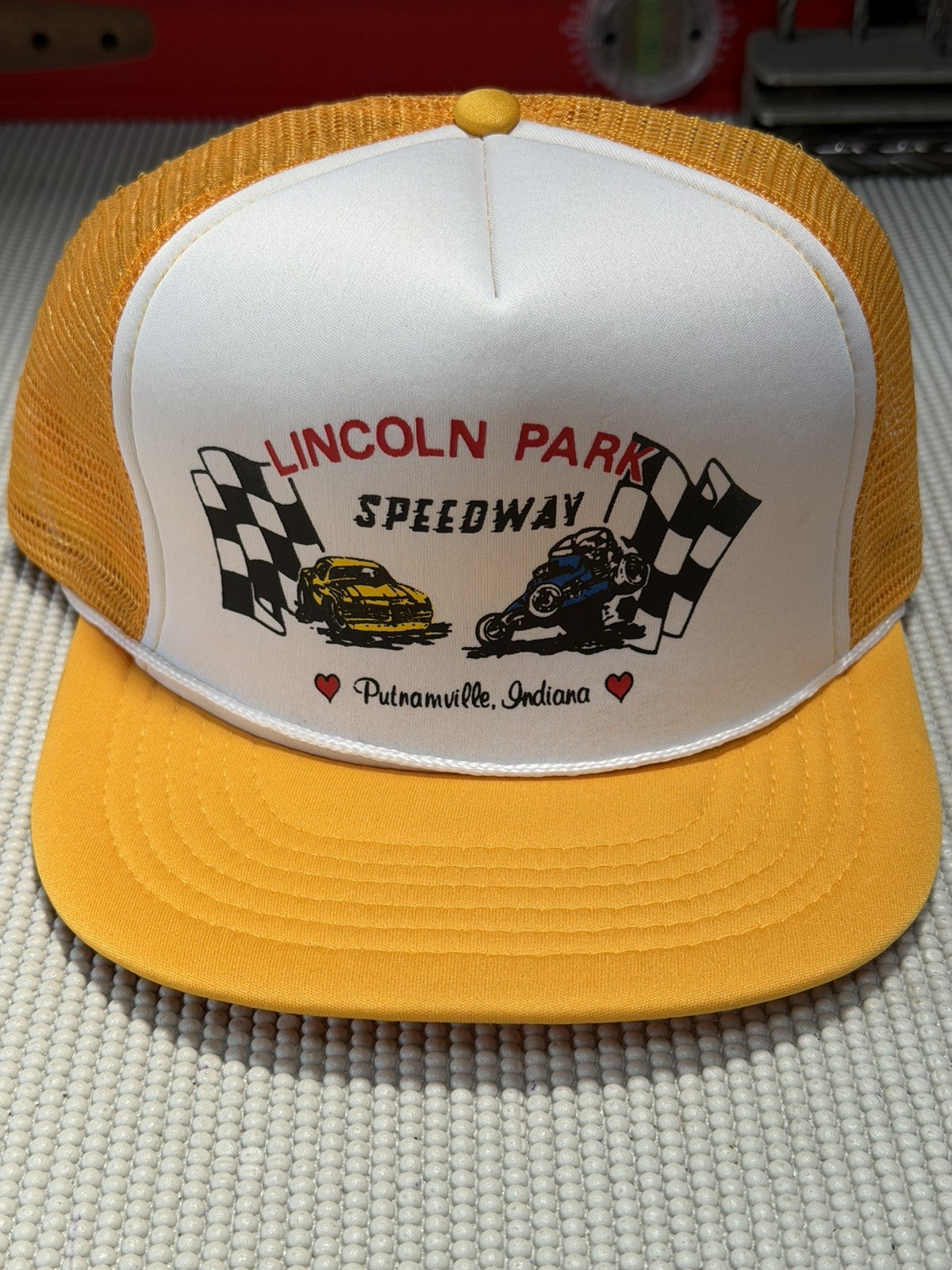 Vintage Lincoln Speedway Trucker SnapBack Cap Hat
