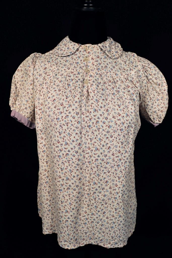 Vintage 1930’s French Rayon Floral Print Blouse Size Medium Very Good Condition