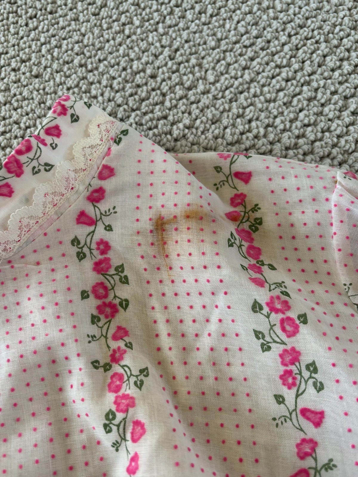 Vintage 60s Pink Velour Floral Mock Neck Prairie Shift Mod Dress M/L – DAMAGED