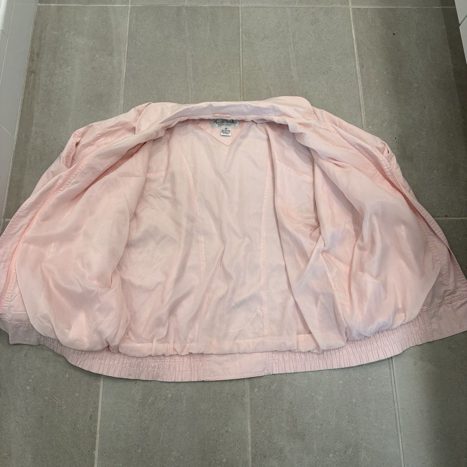 Vintage Gloria Vanderbilt Bubblegum Pink 90 Athletic Cotton Bomber Jacket Medium