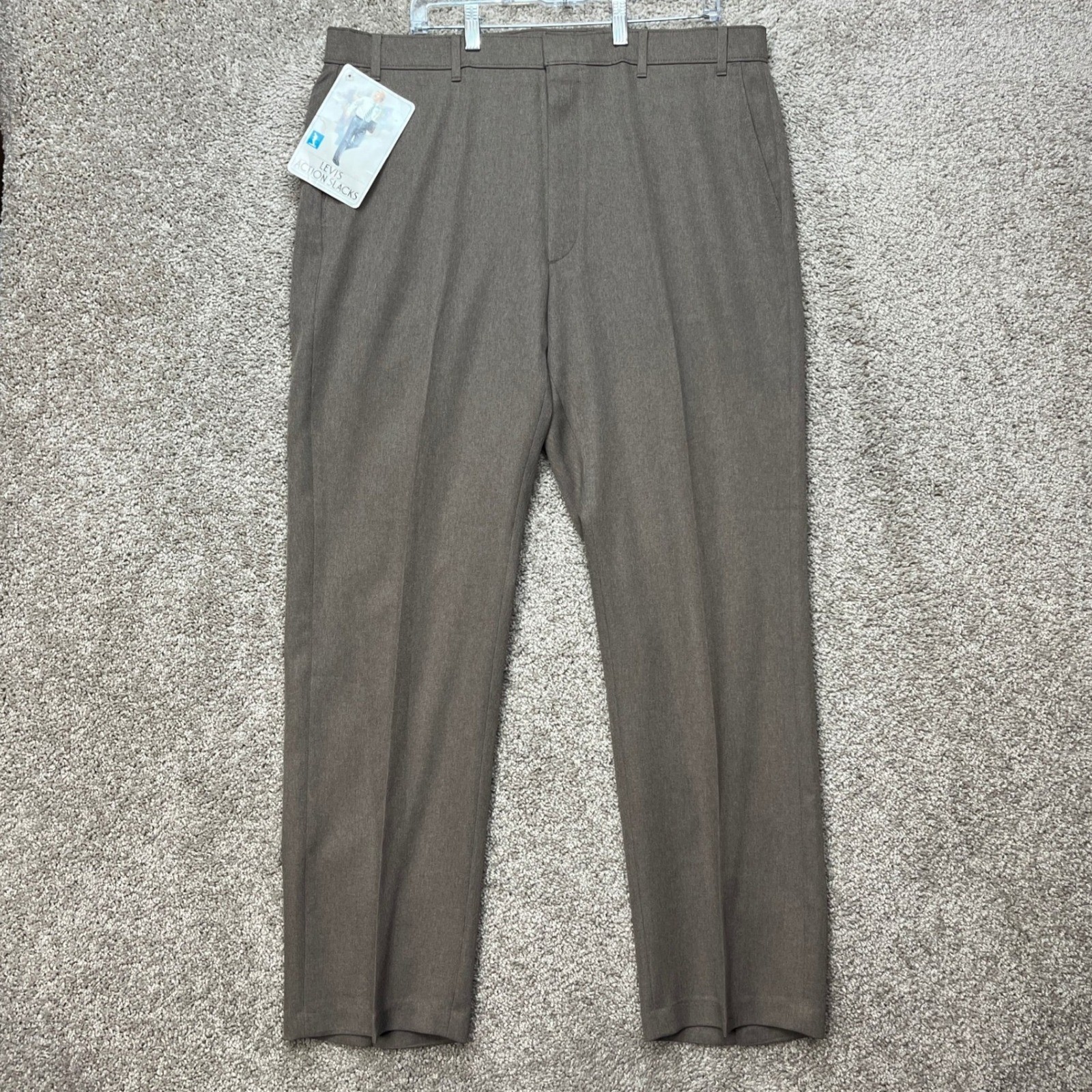 VTG Levi’s Action Slacks Mens 40×32 Brown Straight Leg Trousers Made in USA NEW