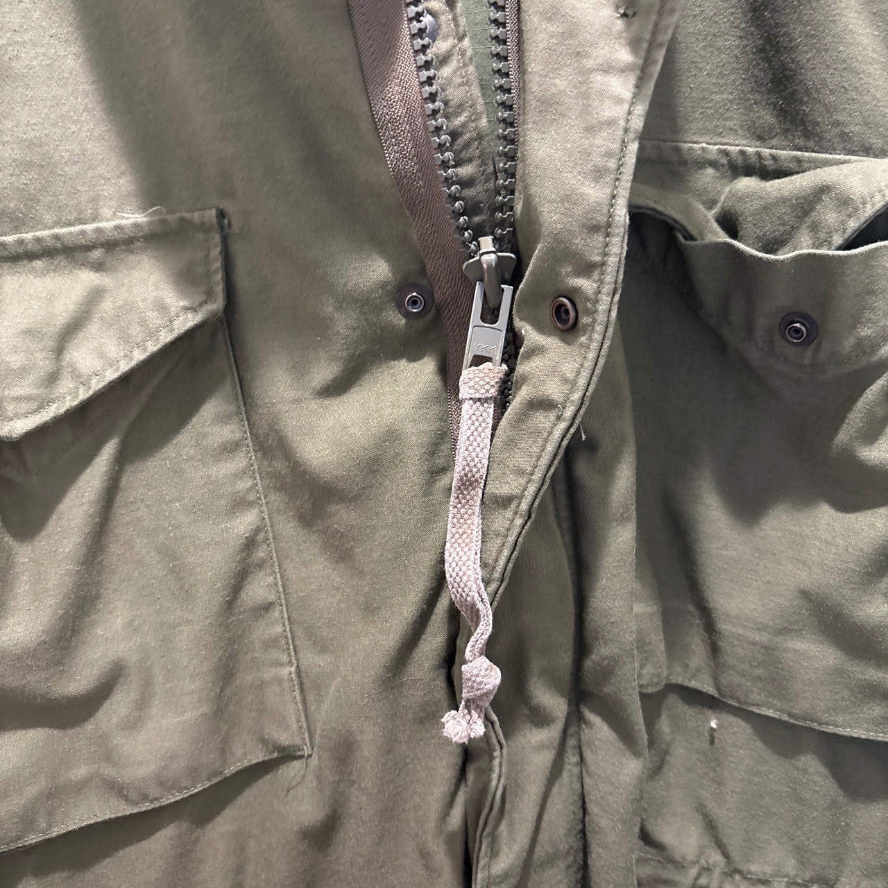 Vintage 80s US Army OG 107 Field Jacket Olive Green Military Coat Medium Long