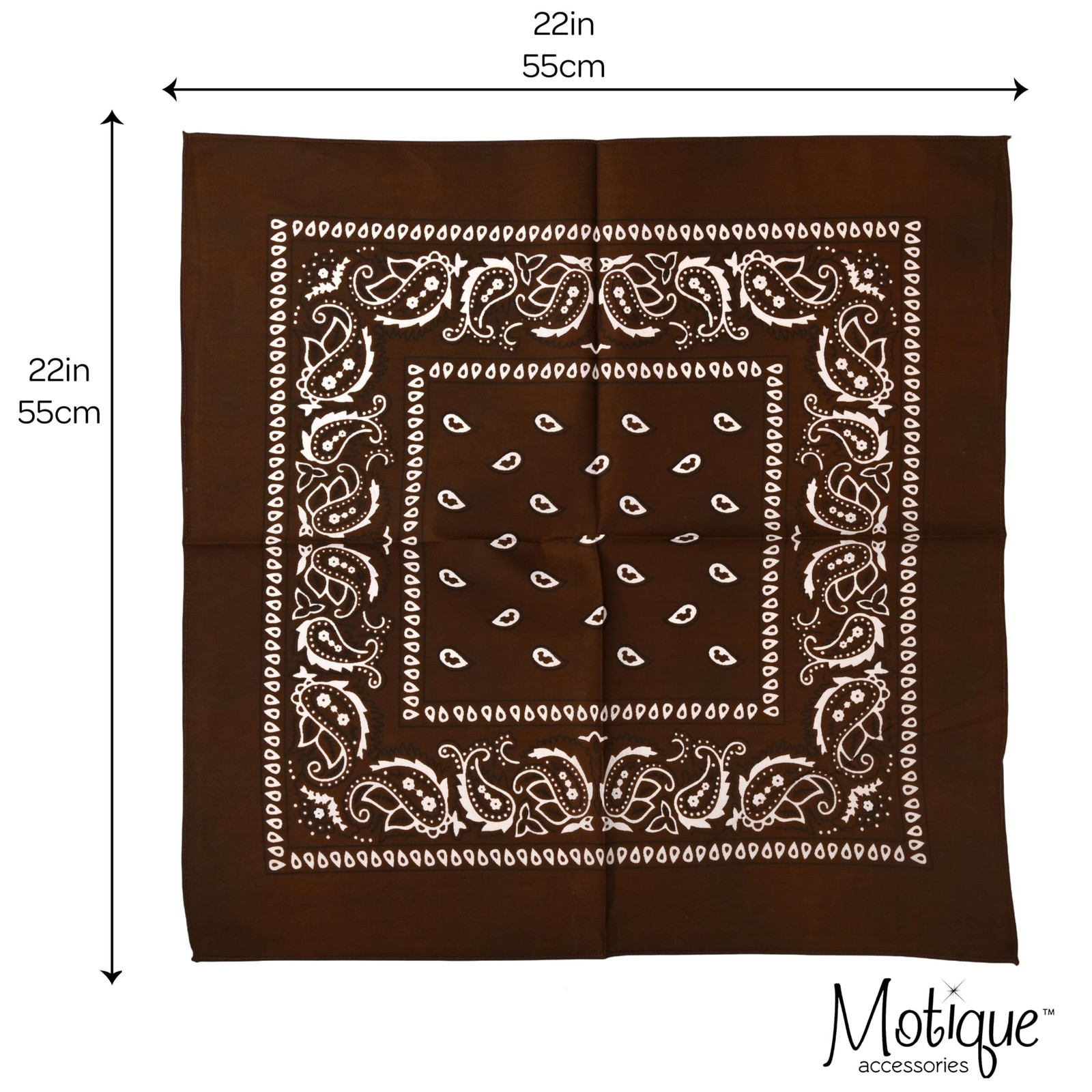 Motique Accessories 22 Inch Cotton Paisley Bandana Brown