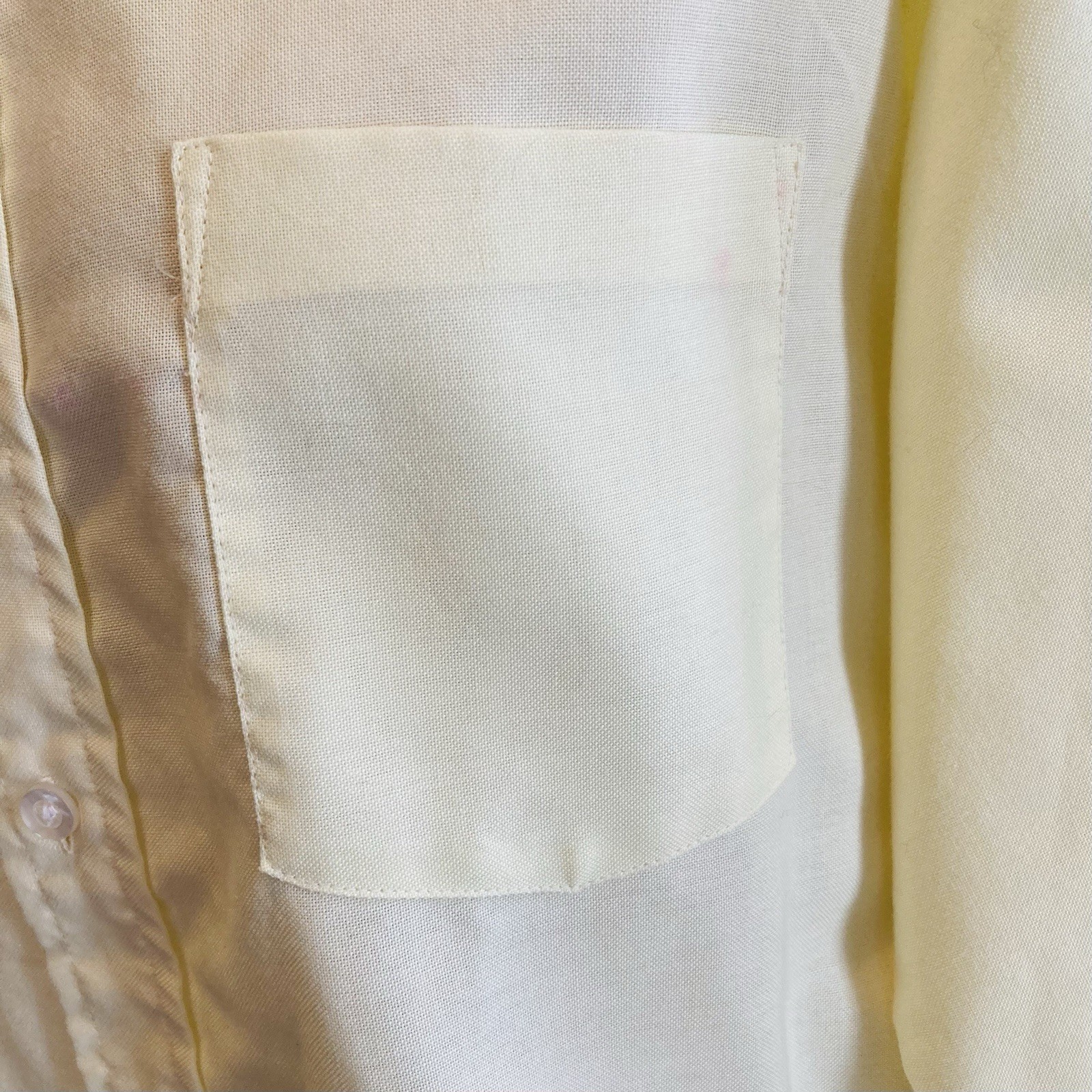 1960s Yellow Button Down Collar Dress Shirt Ivy League Hippie Disco Mod 1970s