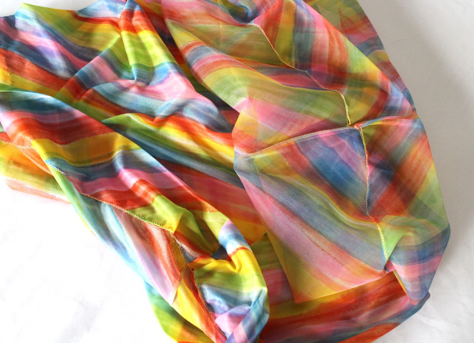 Vintage 1960s/60s Vanity Fair Rainbow Stripped Chiffon Overlay Skirt Slip