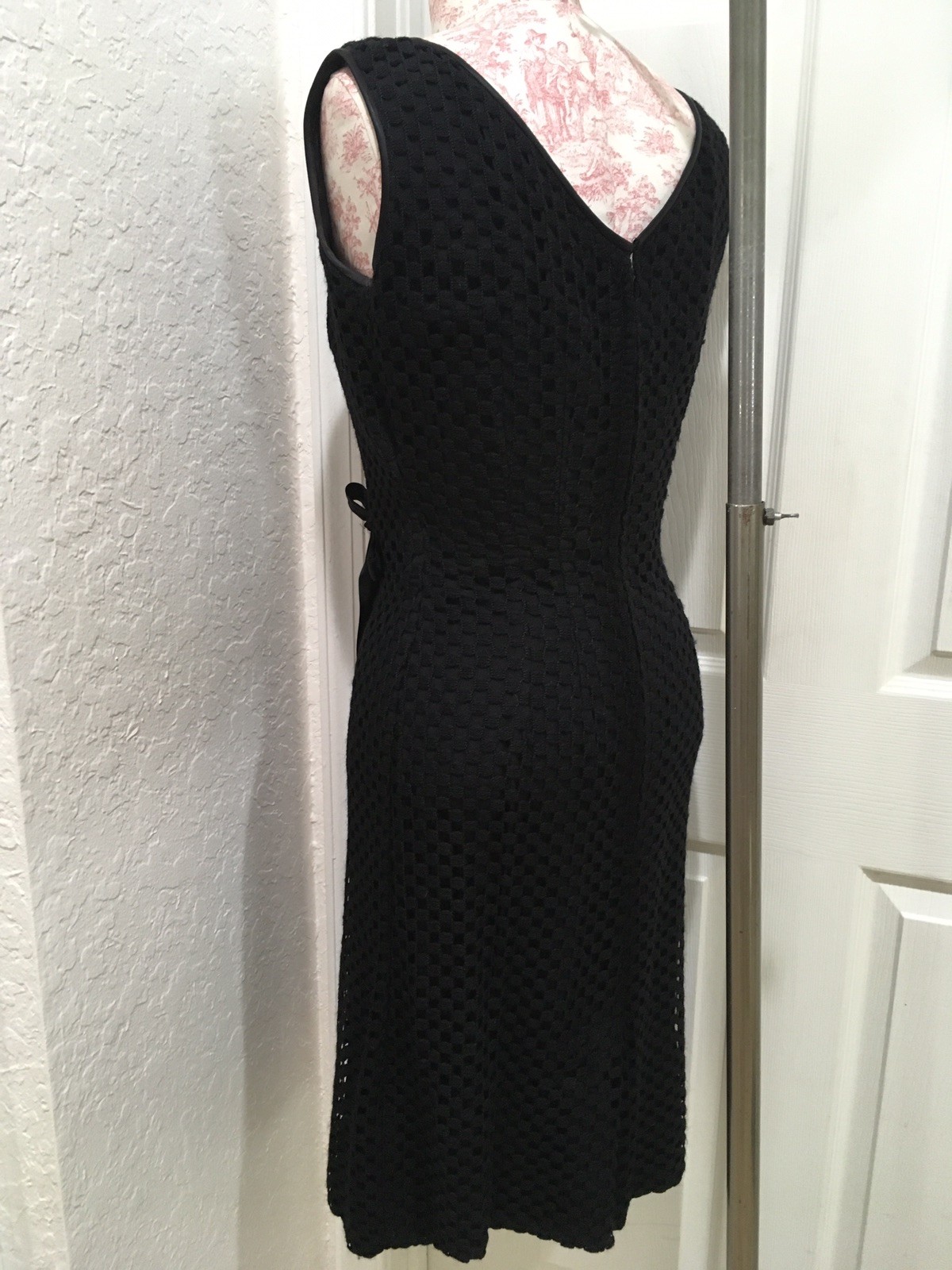 Vintage 1950’s Greta Plattry Original Black Cotton Knit Dress Medium Women’s