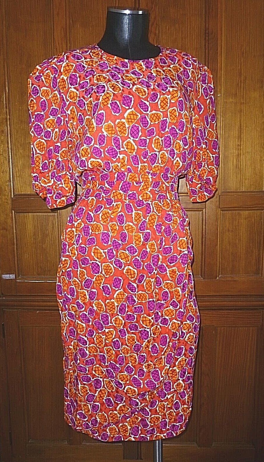 Vtg 80s ESCADA Margaretha Ley SILK Faux Wrap Skirt Pockets Sheath Cocktail DRESS