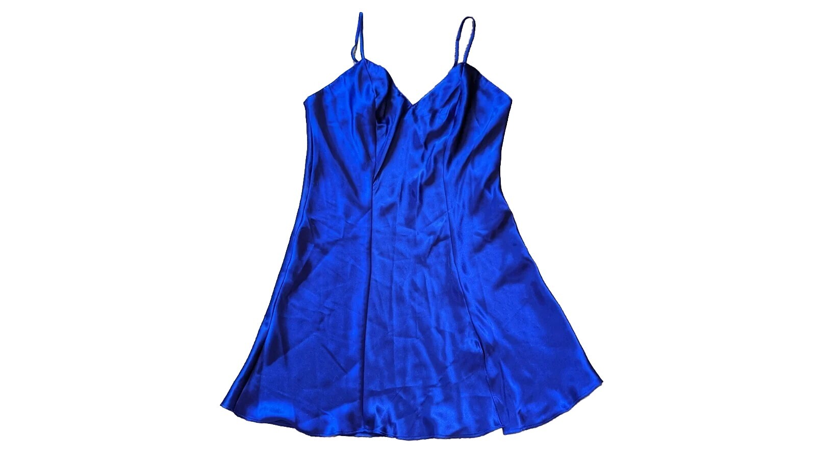 Vintage STUDIO LIQUID Satin Nightgown Small 1990s Slip Dress ROYAL PURPLE VTG