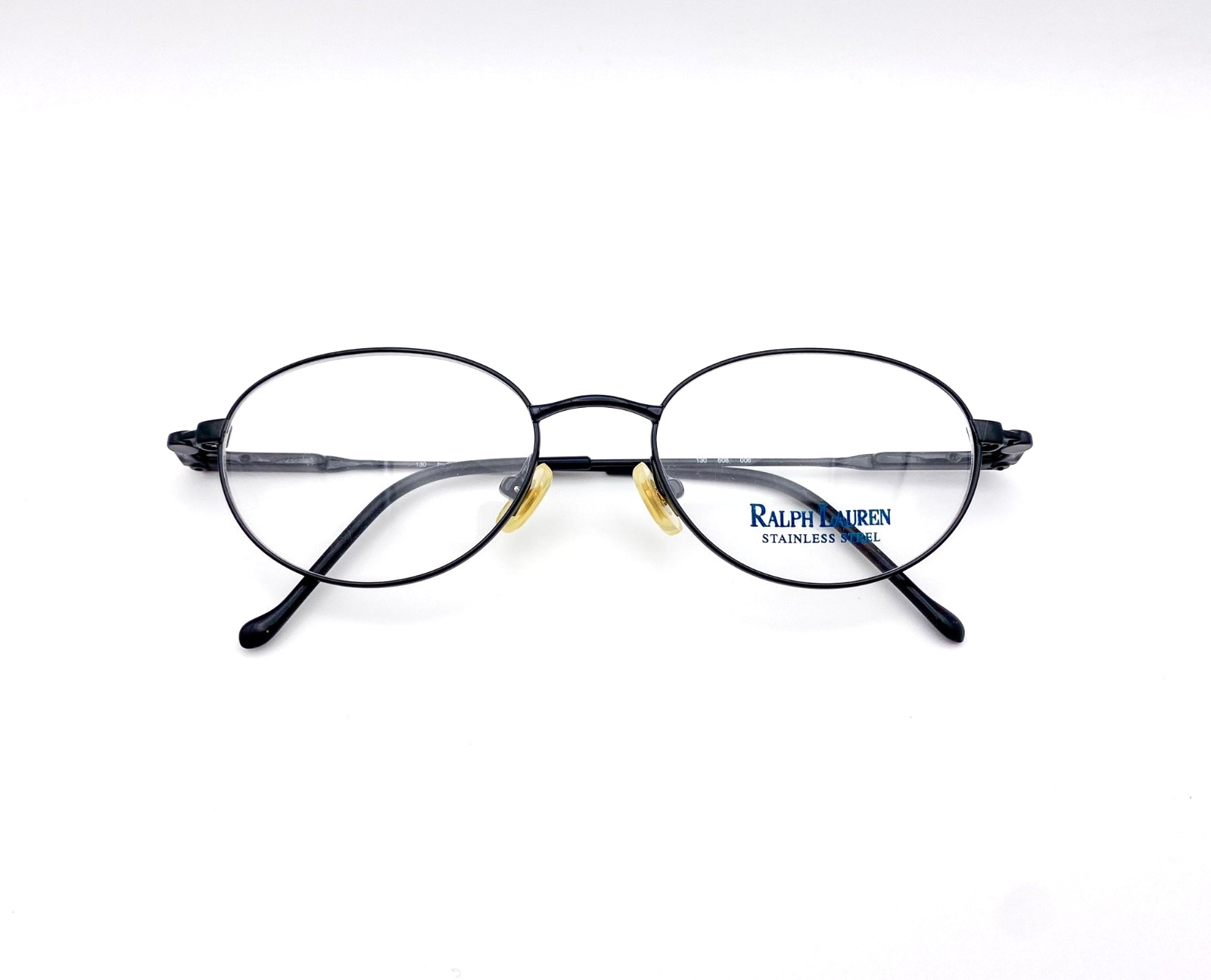 Vintage 1990s Ralph Lauren Black Stainless Steel Oval Eyeglasses | NOS Deadstock