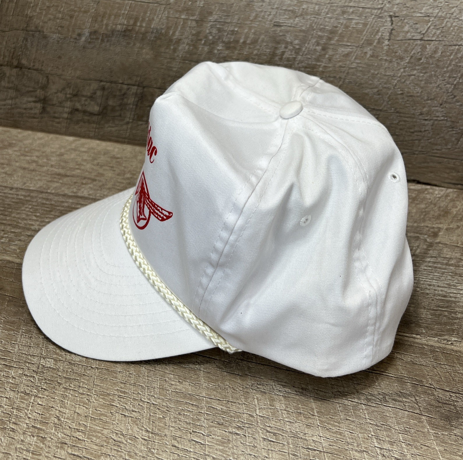Vintage Pontiac Motorsports Oakland Snapback Rope Hat Cap White/Red Nissun Cap