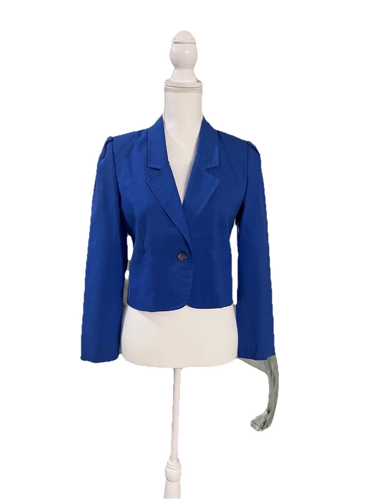 RT II Blue Vintage Linen Collared Short Blazer LS Women’s Business Casual Sz S