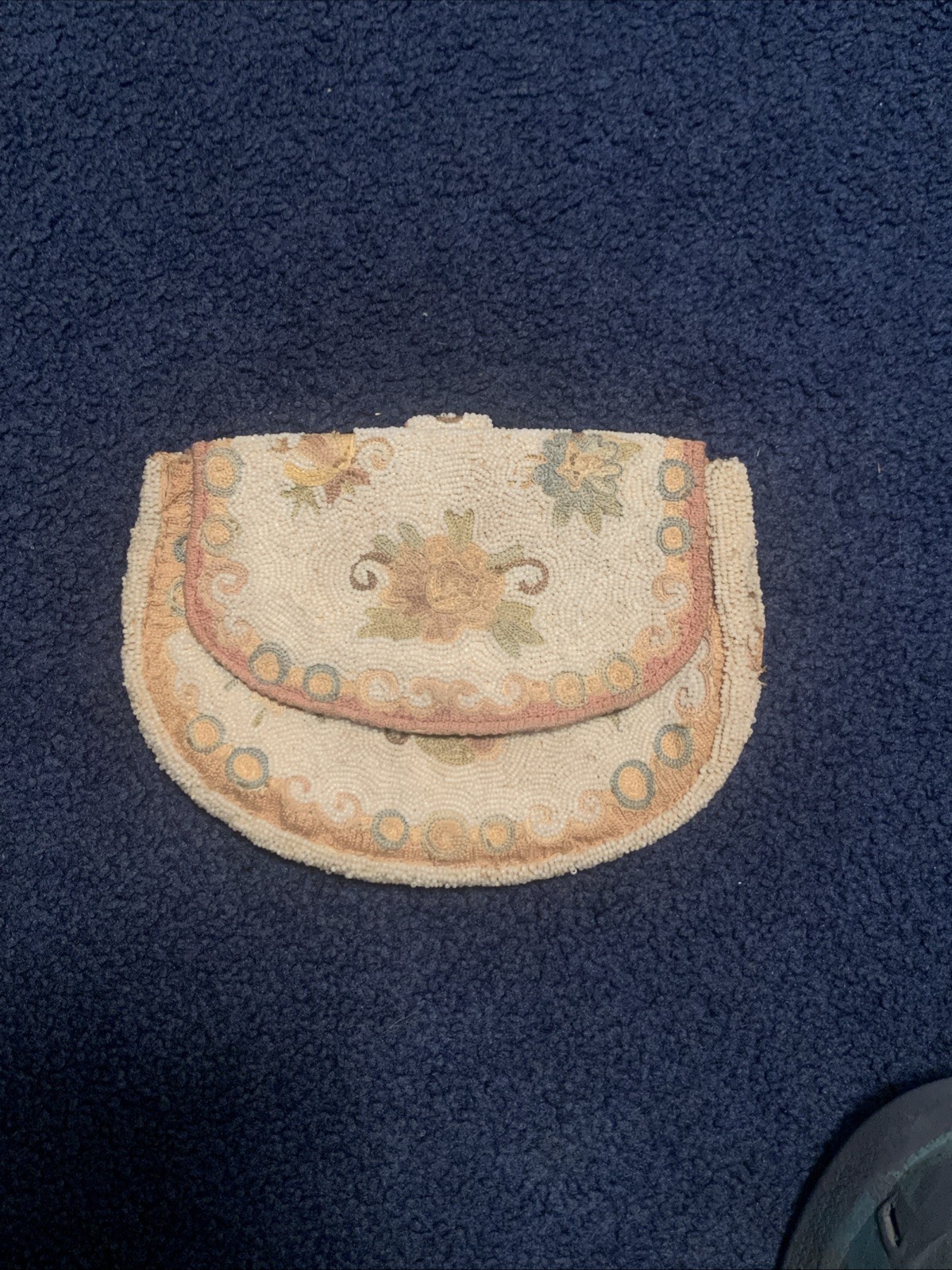 Vintage French Beaded Change Purse Flowers Washington France Julius Garfinckel
