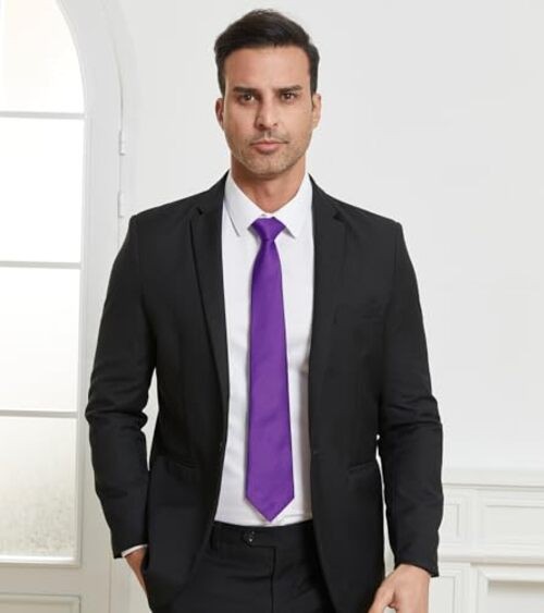 Men’s Ties Solid Color Formal Neckties 3.15″ (8CM) Black Ties For 014-purple