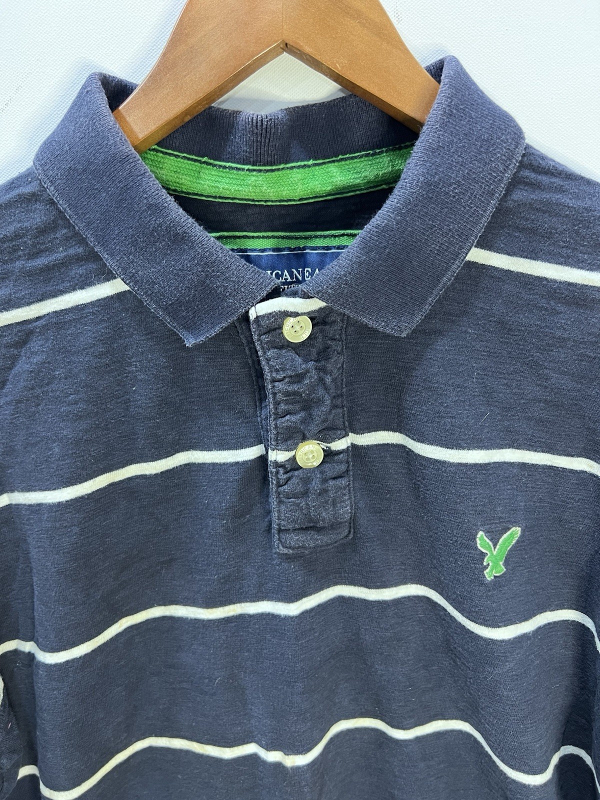 American Eagle Outfitters Y2K Era Long Sleeve Rugby Shirt Embroidered Logo Large