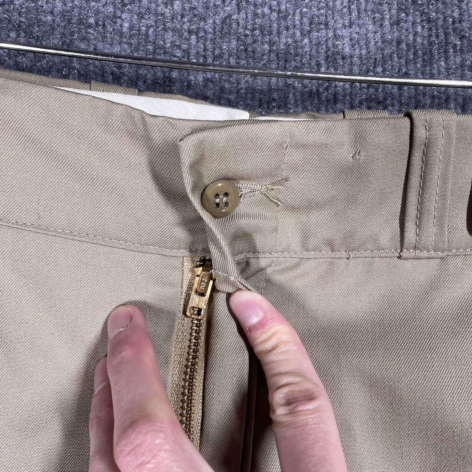 NOS VINTAGE 70s Sears Work Leisure Pants Regular Perma-Prest 33×28 Beige Khaki