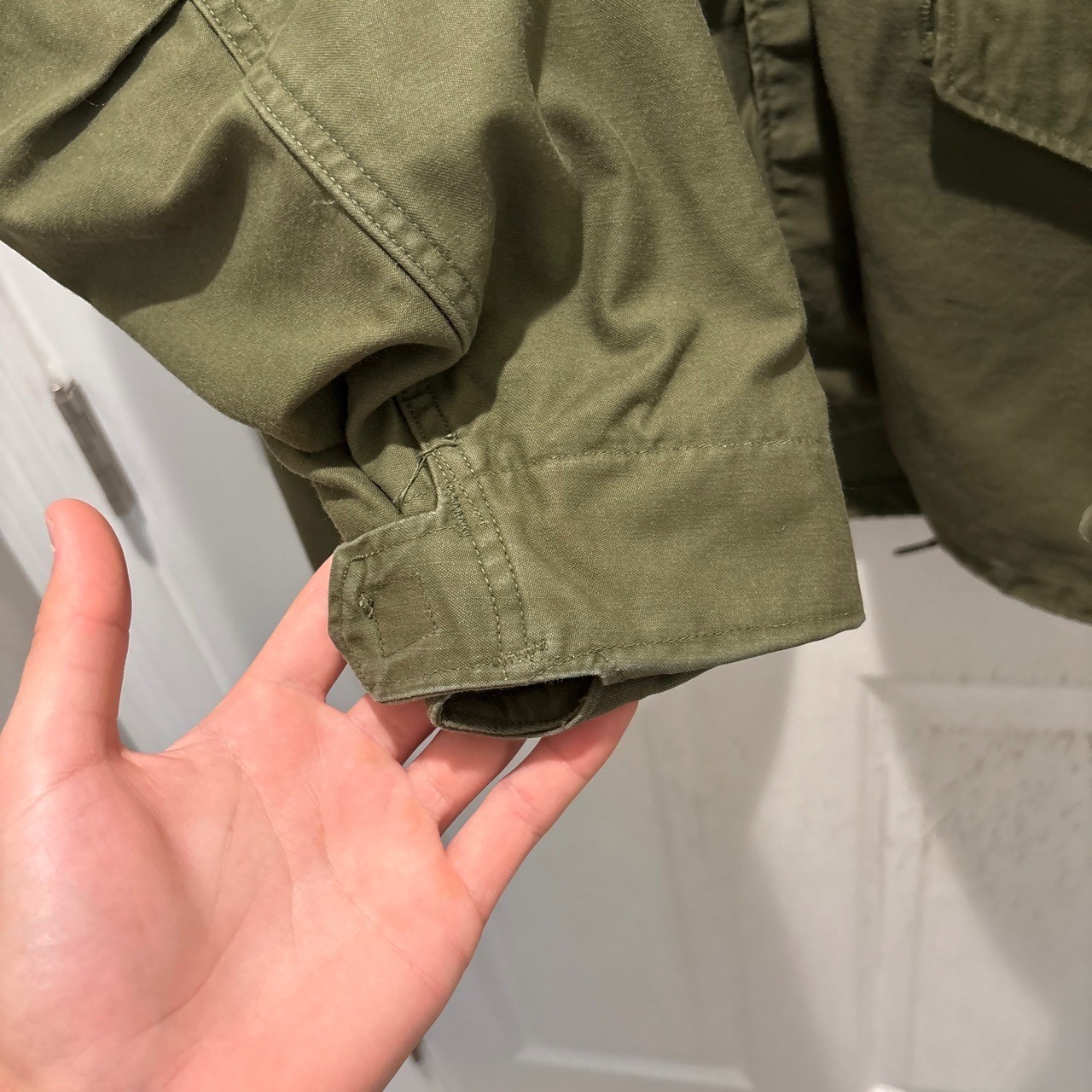 Vintage 80s US Army OG 107 Field Jacket Olive Green Military Coat Medium Long