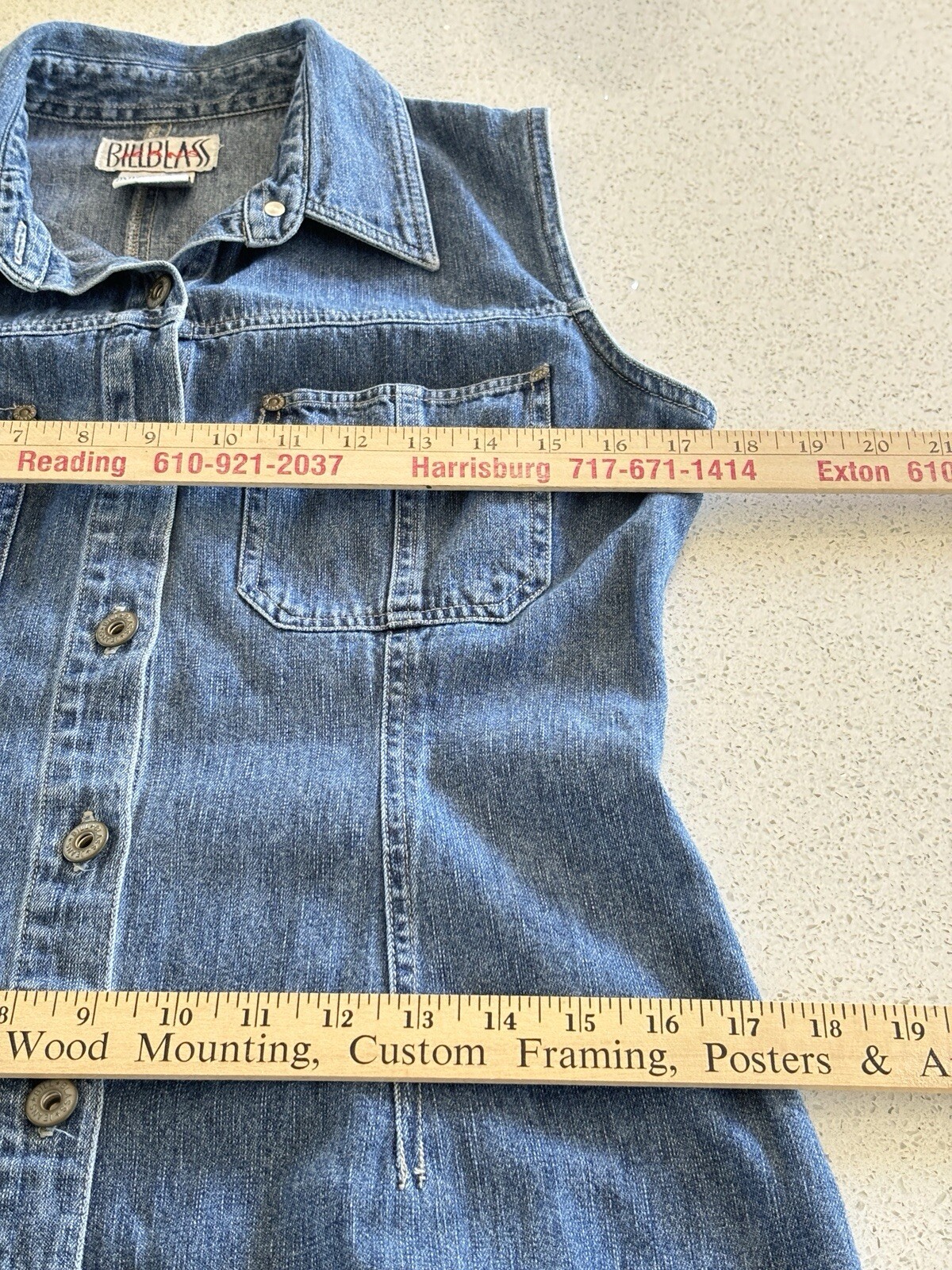 VTG Bill Blass Womens Denim Dress Medium Jumper Sleeveless Maxi Cottagecore 90s
