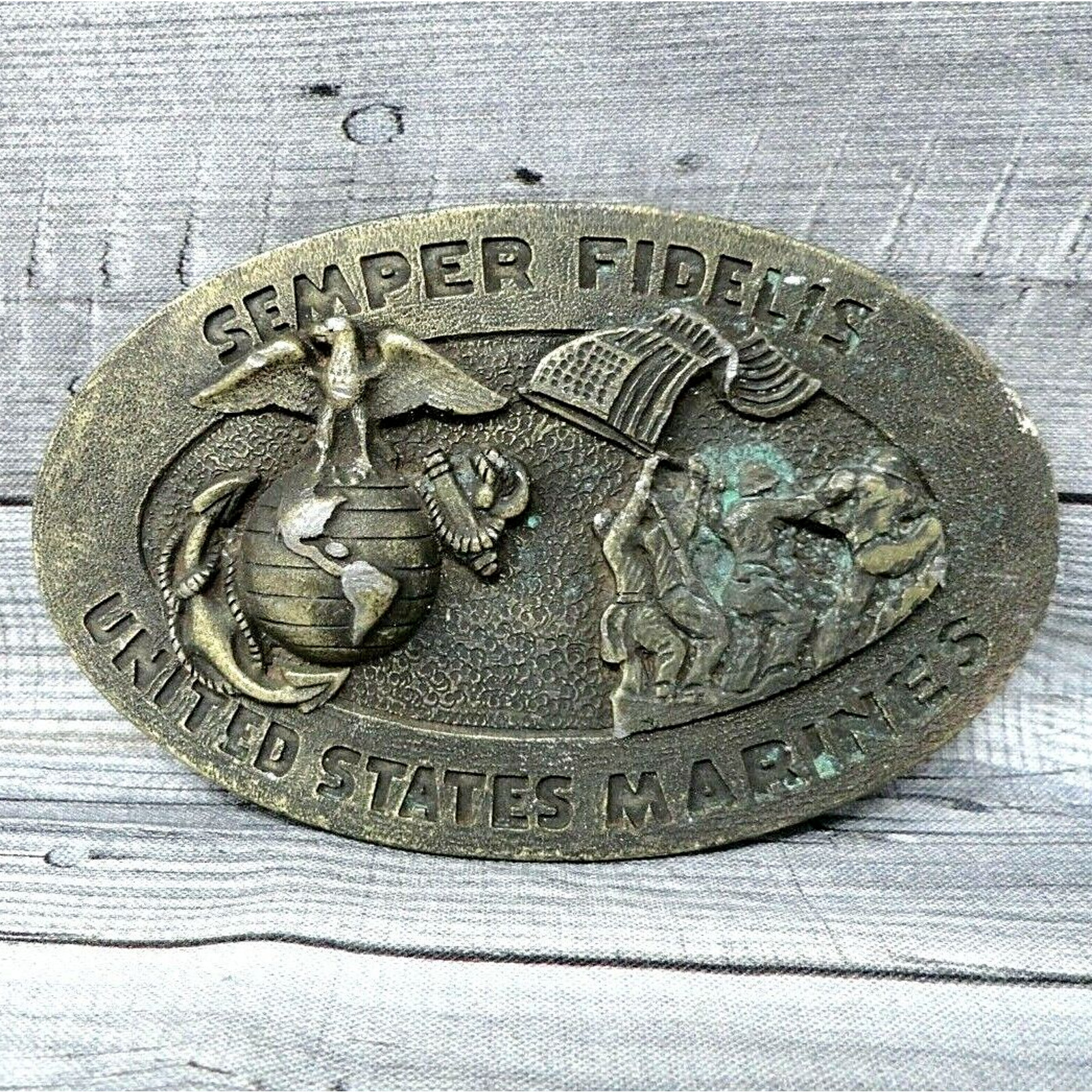 United States Marines Semper Fidelis Belt Buckle Military Vintage 1970s .CVB242