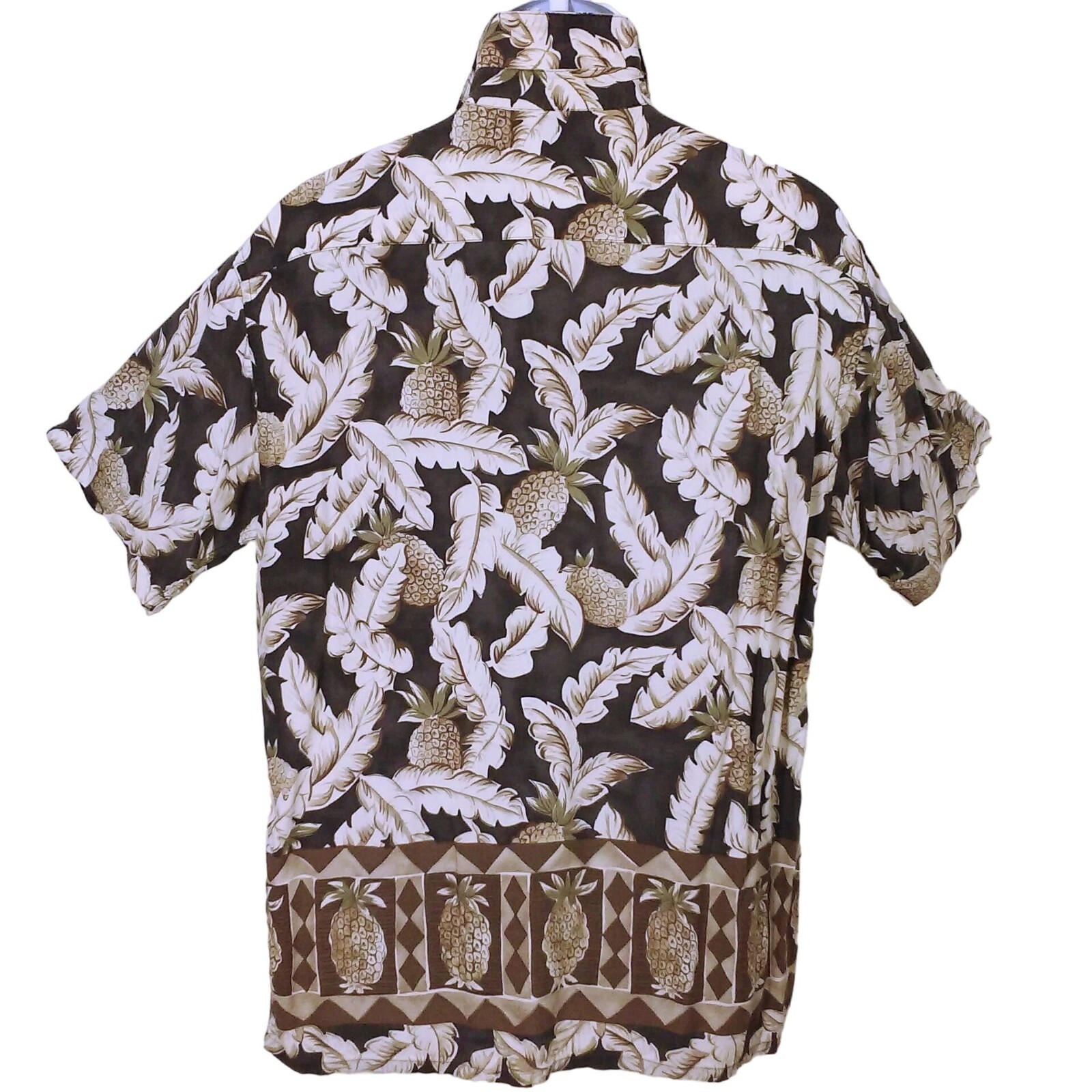Vintage 80s Campia Moda Korea-Made Rayon Aloha Shirt -L Tropical Pineapple Palm
