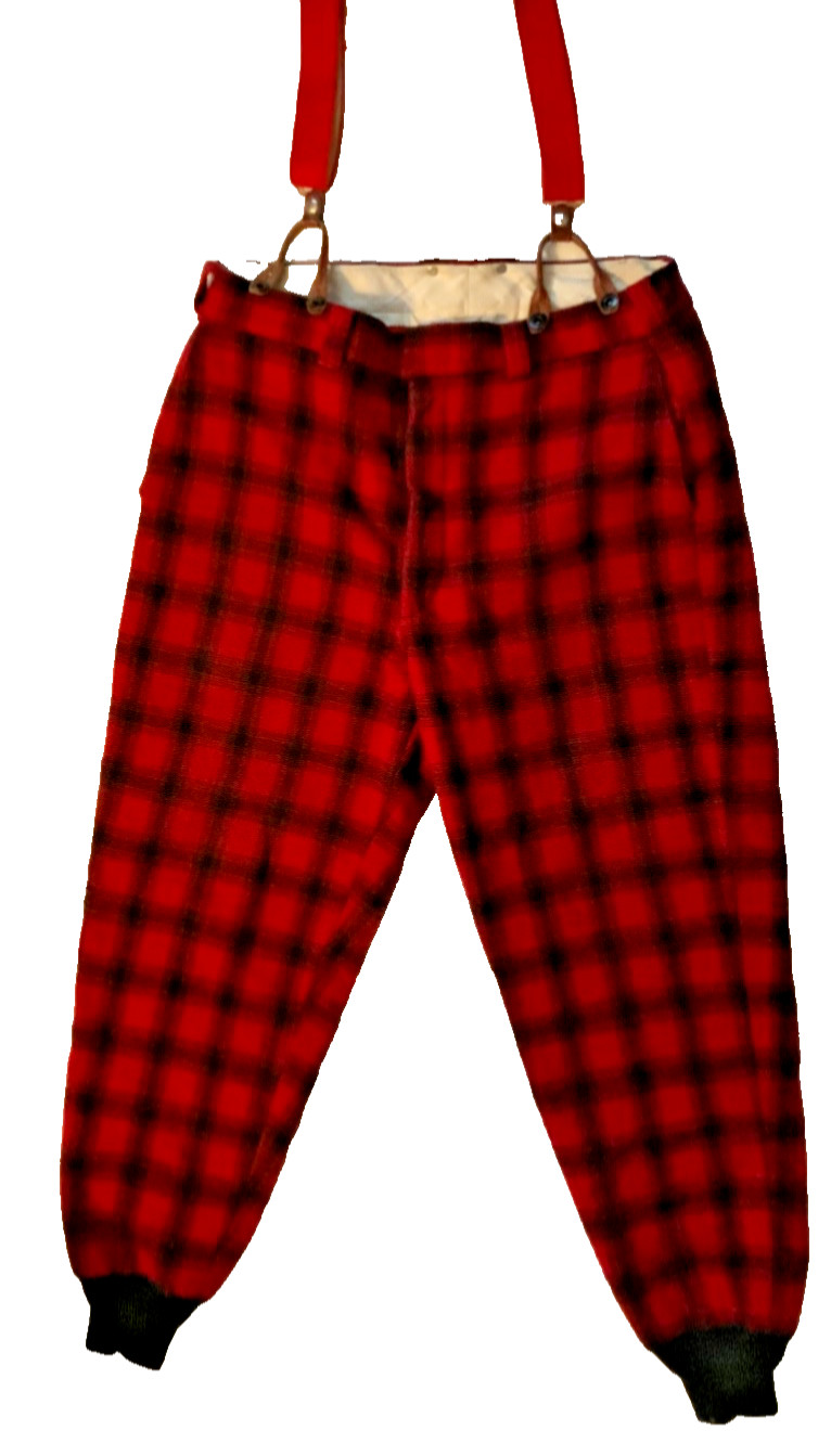 Sz 38 VTG Woolrich 1963 Heavy Wool Pants Men’s Insulated Red Buffalo Plaid Red