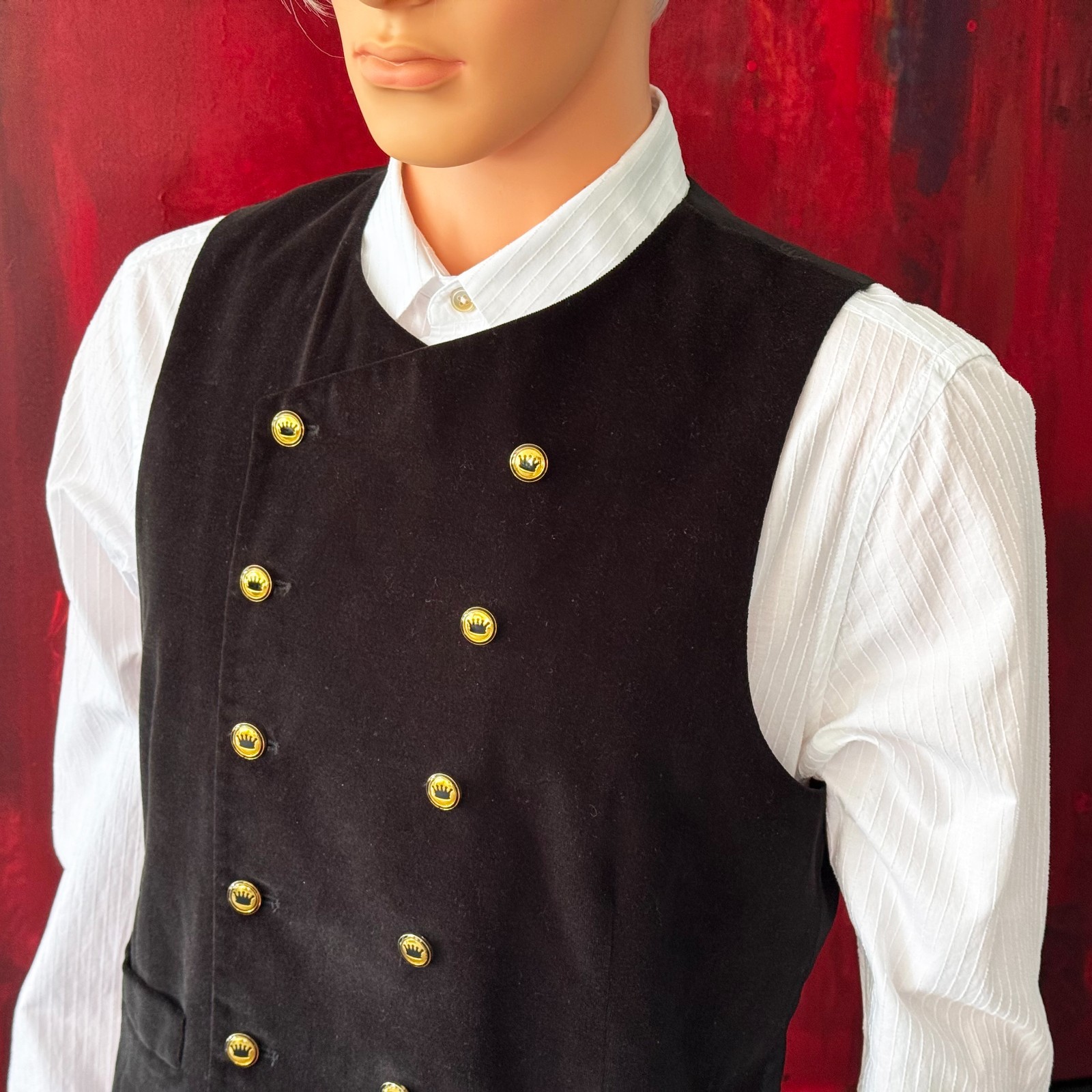 MOSCHINO CHEAP and CHIC velvet double-breasted vest w/ crown buttons size 50